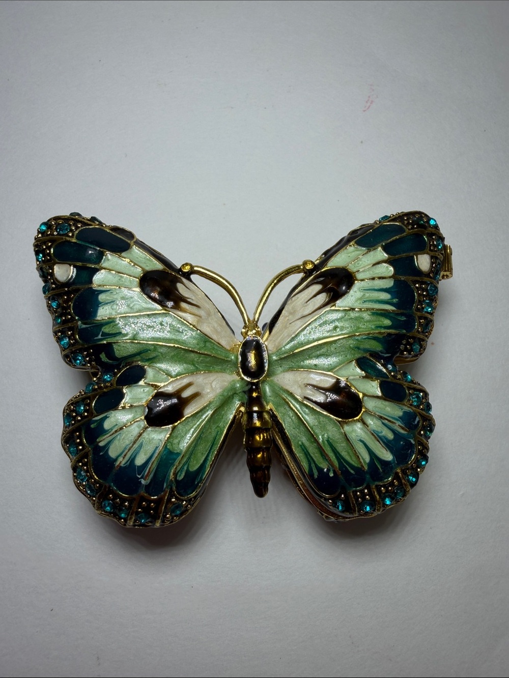 Butterfly with Rhinestone Jewelry Trinket Box